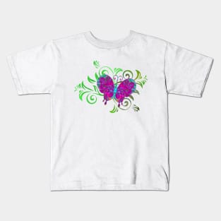 Decorative Pink Butterfly Silhouette Art Kids T-Shirt